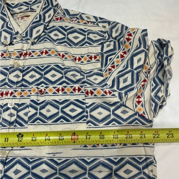 Hollister California Aztec Short Cuffed Sleeve Button Down Shirt Teen XL Tribal - Picture 14 of 14